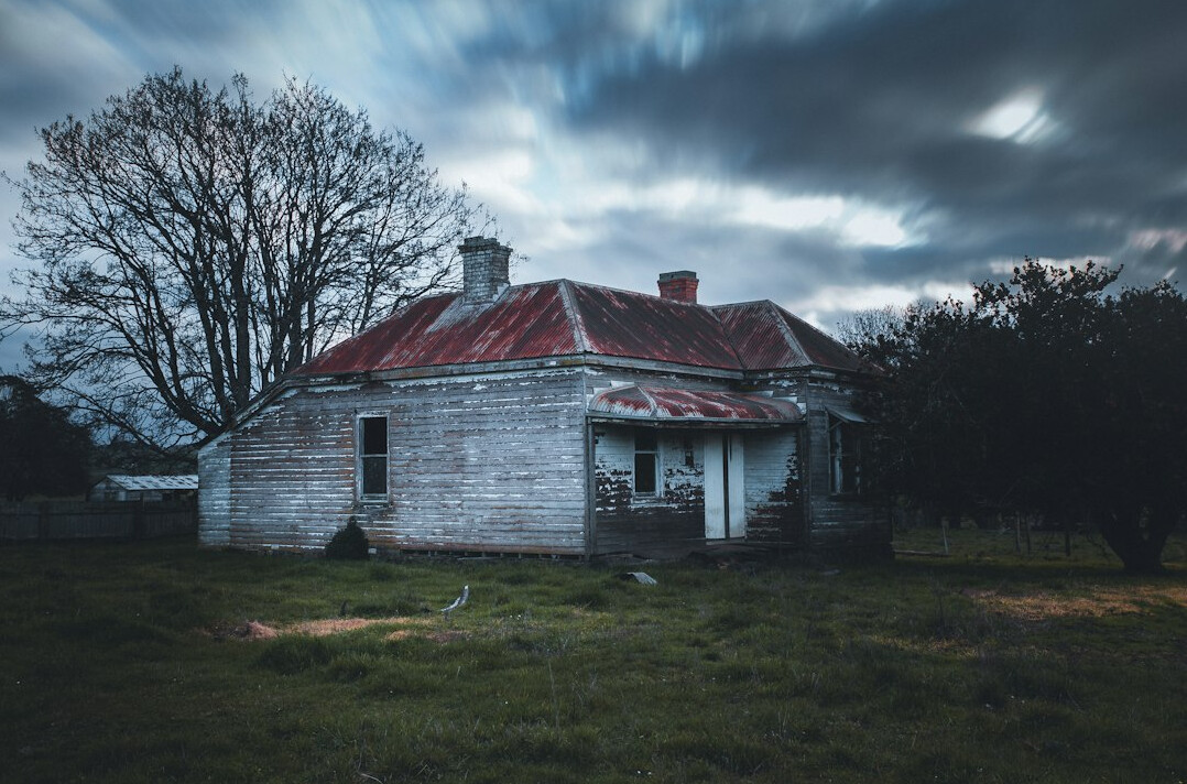 mysterious old house at dusk